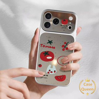 Phim hoạt hình đơn giản dễ thương Vỏ gương trang điểm cà chua tương thích cho IPhone Air 13 15 11 16 17 12 14 Pro Max XR X XS Max 15 16 14 Plus Vỏ mới sáng tạo hợp thời trang