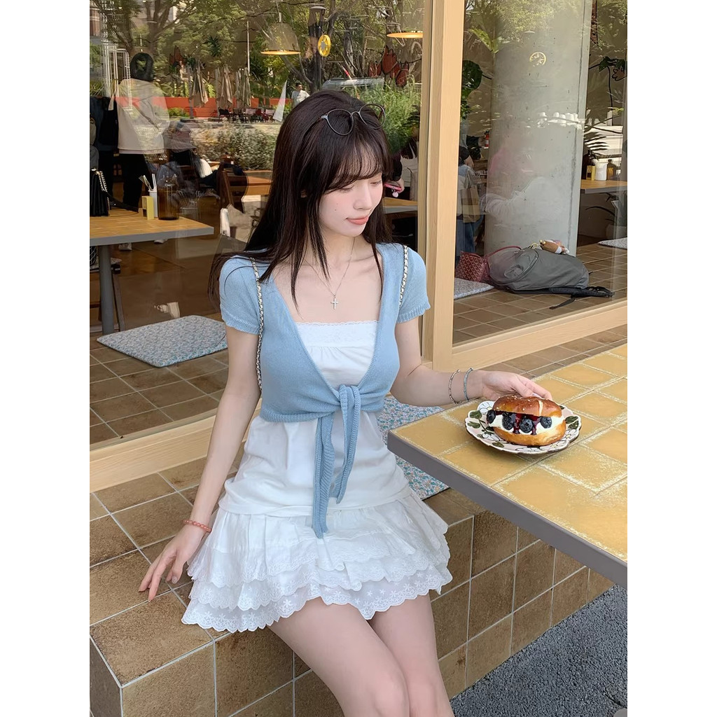 SUXI Áo len Cardigan ngắn tay đơn giản dành cho nữ mùa hè 260407
