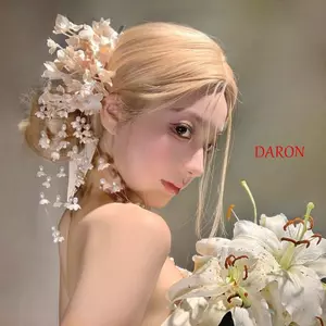 Mũ nón cô dâu DARON, Mũ đội đầu cưới tua rua thanh lịch, Tính khí ngọc trai sang trọng hoa cổ tích Barrettes Phụ kiện tóc