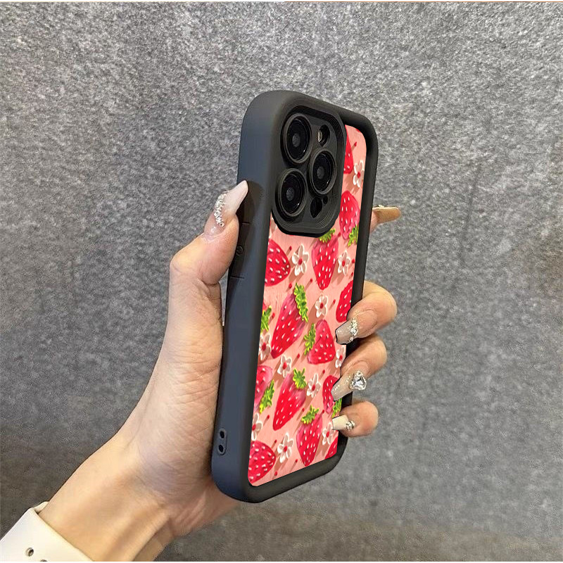 Ốp Lưng Cho VIVO V60 V40 V50 Lite V70FE Y05 Y03 Y04 Y29S Y18 Y28S Y31 Y04 Y21S Y22S Y17S Y29S Y39 Y400 Y38 Dễ Thương Sơn Dầu Dâu Chống Sốc Mềm Ốp Lưng