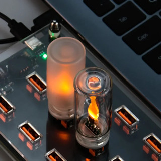 Đèn LED USB Nhấp Nháy Nến 5V Ngọn Lửa Đèn Ngủ Mờ Kính Trong Suốt Trang Trí Điều Khiển Cảm Ứng Chiếu Sáng Tâm Trạng Cho Xe Ô Tô Đèn Gia Đình