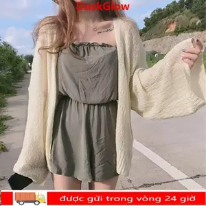 Áo len dệt kim DUSKGLOW, cardigan cỡ lớn thoáng mát, phù hợp mùa hè