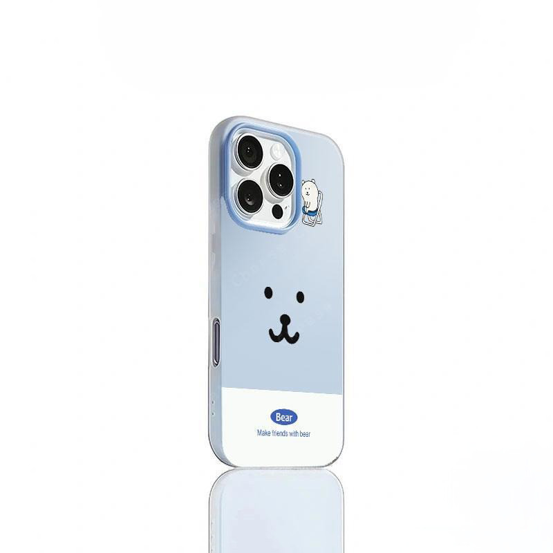 Gấu trắng Nagano Vỏ điện thoại dành cho iPhone 13 14 15 11 12 16 17 Pro Max Xs Max XR Vỏ điện thoại màu xanh da trời