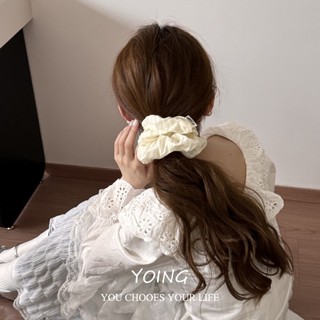 Dây buộc tóc nữ scrunchy sọc vàng cao cấp - phụ kiện tóc thời trang cho xuân hè