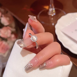 Mắt mèo đá zircon nhẫn nữ thanh lịch, tối giản - Perfect cho quà tặng hoặc xếp chồng