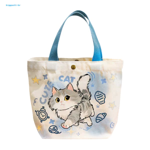 / TY / Tote vải có thể tái sử dụng Tote in hình dễ thương Túi tote vải in hình dễ thương dành cho trẻ em Người lớn – Túi mua sắm có thể tái sử dụng với thiết kế Collie viền mèo Hoàn hảo cho chuyến đi chơi dã ngoại ở trường