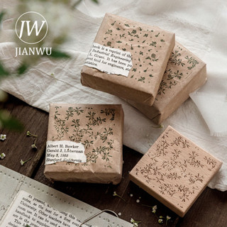 JIANWU The Silent Poems Series Vintage Họa Tiết Hoa Phong Cảnh Chất Liệu Cắt Dán Tem Gỗ Sáng Tạo DIY Tạp Chí Văn Phòng Phẩm