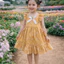 Đầm Bé Gái Vintage Cánh Tiên Màu Vàng 10-15kg - Váy Thiết Kế Họa Tiết Hoa Nhí Xinh Xắn Cho Bé Đi Chơi, Dự Tiệc