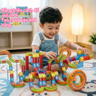 đồ chơi đường ray từ tính tàu điện lắp ráp DIY nhựa an toàn sáng tạo dành cho trẻ 4-6 tuổi