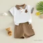 Bộ trang phục mùa hè cho bé trai Áo thun thêu gấu ngắn tay + Quần Short Bộ quần áo trẻ mới biết đi