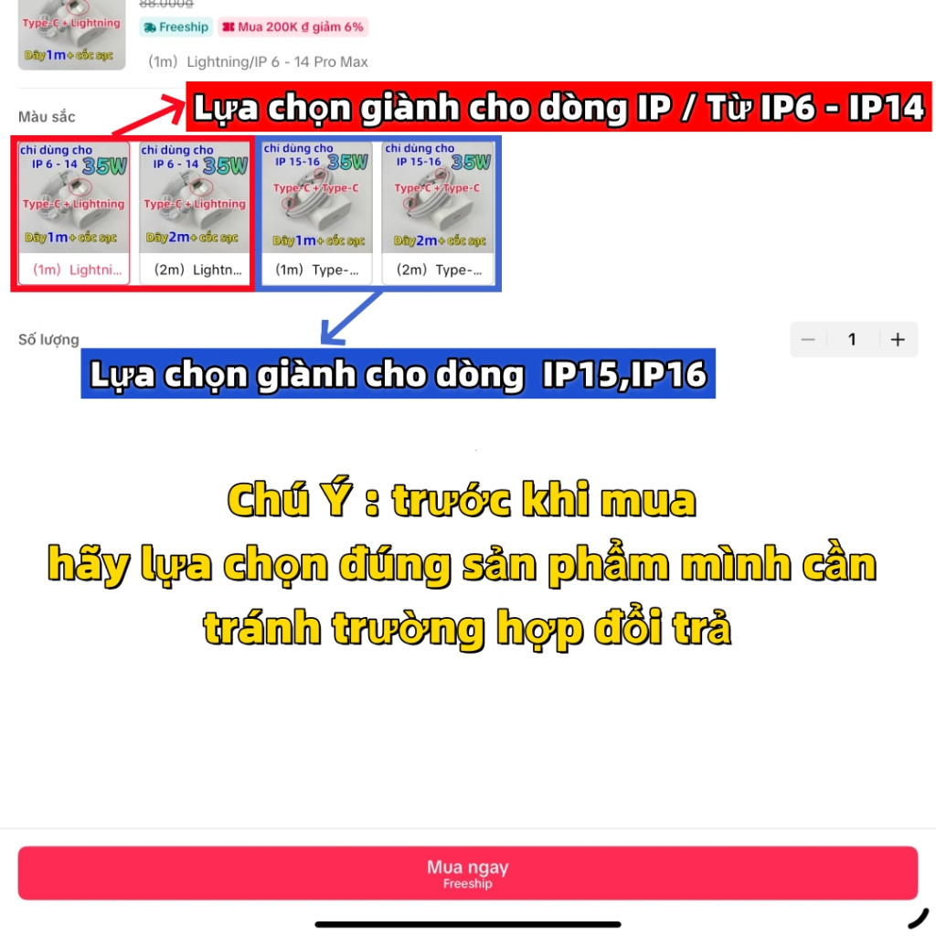 Bộ sạc nhanh PD 35W Dùng cho Điện thoại IP 17 16 15 14 13 12 11 Pro Max XS XR X 8 7, HB 1 Đổi mới 1