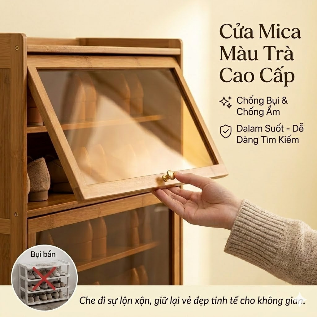 Tủ Giày 6 Ngăn Bằng Acrylic Dung Lượng Lớn Đựng Được Nhiều Giày Cho Cặp Đôi Hoặc Nhóm Bạn Ở Chung