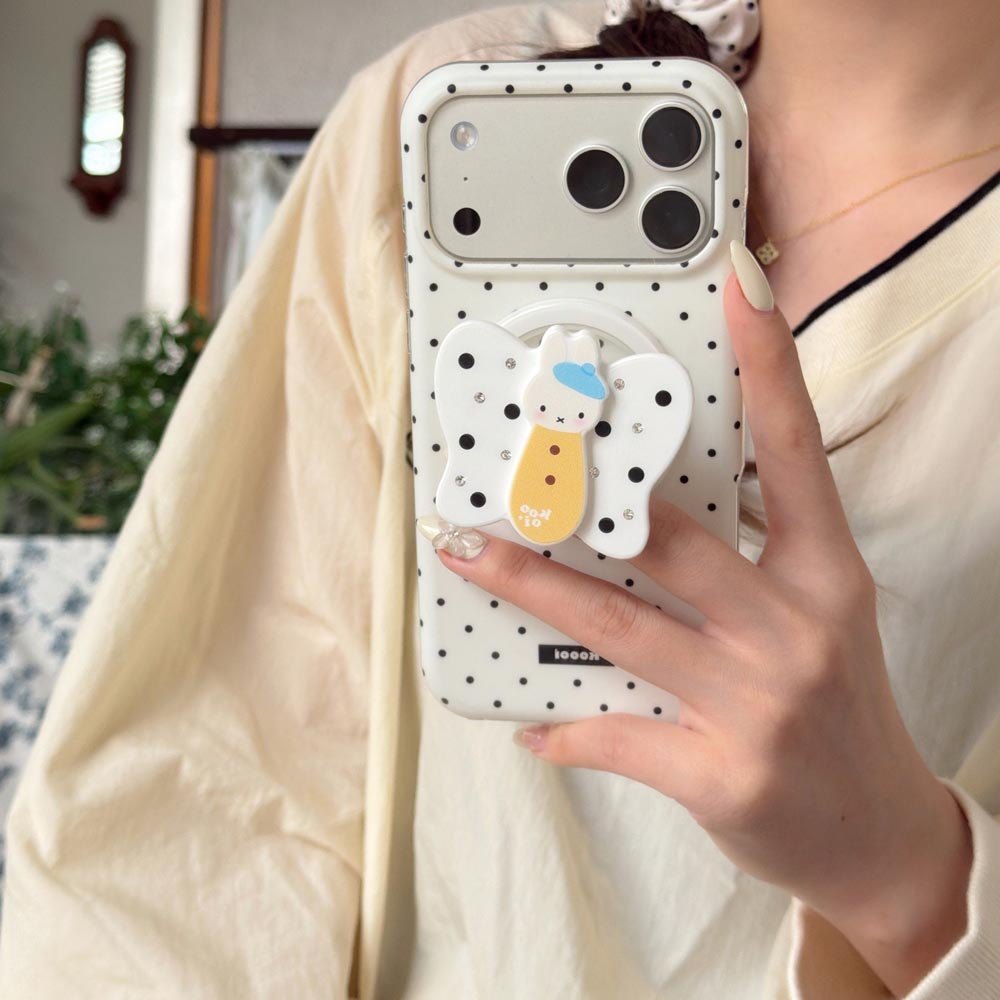 Ốp Lưng Cứng Tương Thích Với iPhone 13 14 14Pro 14ProMax 15 15Pro 15ProMax 16 16Pro 16ProMax 17 17Pro 17ProMax Vỏ Nam Châm Họa Tiết Điểm Sóng Trắng