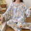 Shop Quốc Gia Hợp Thời Trang Cotton Polyester Homewear Jiangnan Series Nhỏ Lười Dài Tay Phù Hợp Với Otaku Retro Thoáng Khí Bộ Đồ Ngủ