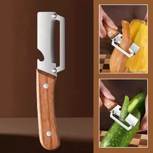 Dụng cụ gọt vỏ rau quả có tay cầm bằng gỗ Dụng cụ gọt vỏ nhà bếp đa chức năng gia dụng tiện dụng có dụng cụ mở chai mueadsyvn