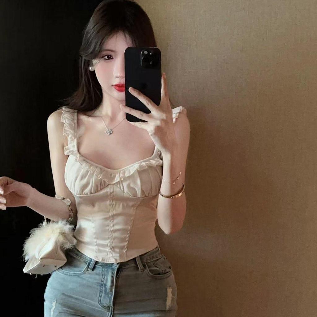 Pure Desire Sling Top nữ thiết kế cổ điển ren xương cá giúp eo thon gọn