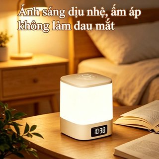 【BabyJoy】đèn ngủ để bàn tích điện đồng hồ led điều khiển từ xa 3 màu chỉnh sáng cho phòng ngủ trẻ