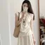 Bộ đồ thời trang nữ Mùa hè Phong cách Pháp Áo thun mỏng sang trọng Váy lưng cao Váy hai mảnh Nữ Mùa hè