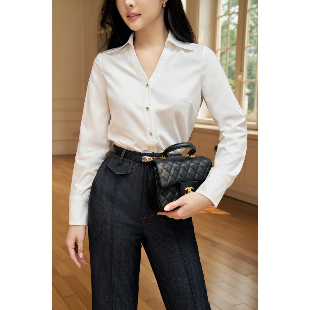 Quần ống loe nữ ELLA DORA thiết kế form ôm dài gân nổi phong cách công sở màu XANH NAVY [Q44]