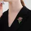Trâm cài kim cương giả hoa Tulip cổ điển dành cho nữ Quần áo Áo khoác Phụ kiện dự tiệc Quà tặng [Mina]