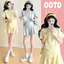 Bộ đồ bà bầu hai mảnh: áo thun dáng rộng và quần short, phù hợp cho các buổi đi chơi mùa hè.