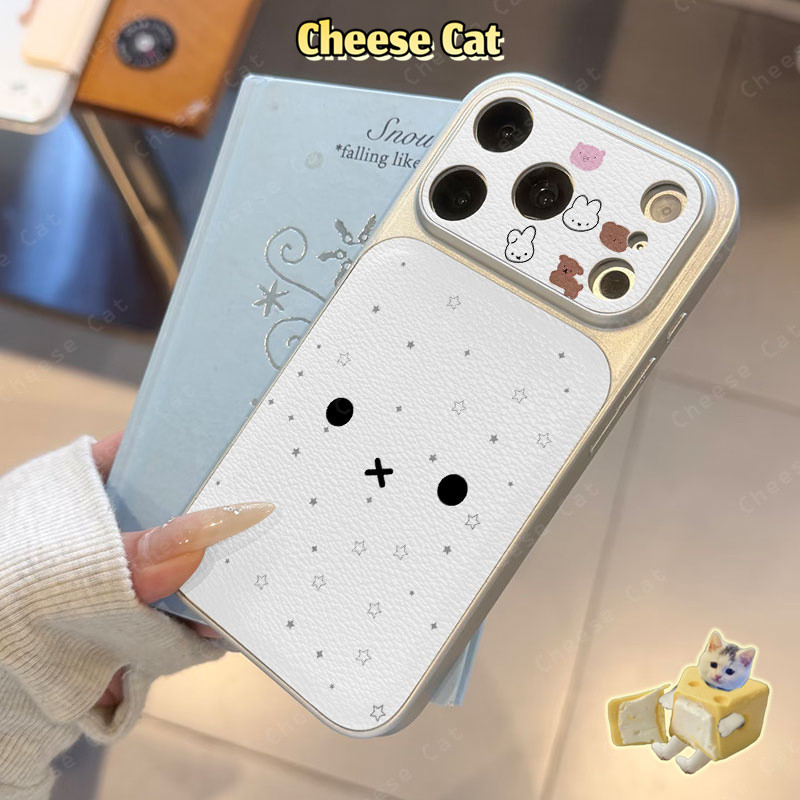 Miff Ốp điện thoại iPhone bằng da thỏ phong cách đơn giản Hàn Quốc cho iPhone 13 14 15 16 11 12 17 Pro Max XR Xs Max