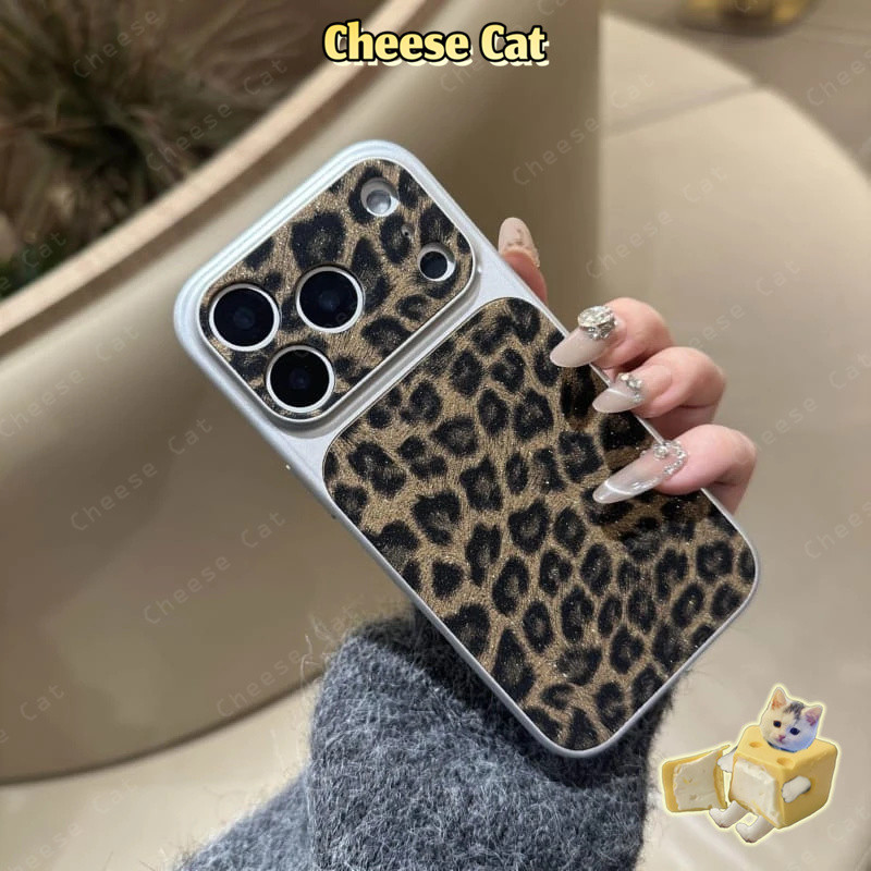 Ốp điện thoại iPhone họa tiết da báo màu hồng lấp lánh cho iPhone 17 16 15 12 11 14 13 Pro Max XR Xs Max Vỏ bảo vệ bằng