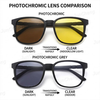 Kính Photochromic Nam Thời Trang Vuông Vàng Kính Nhìn Ban Đêm Thể Thao Ngoài Trời Kính Mát Nam