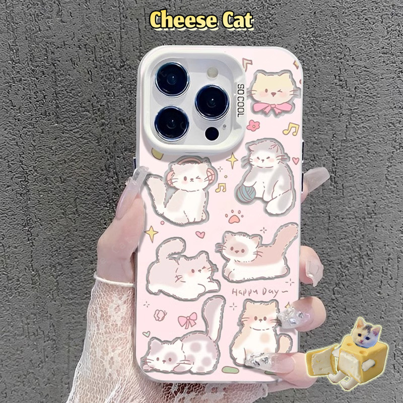 Ốp Lưng Mèo Béo Dễ Thương Có Gương Giá Đỡ Điện Thoại Cho iPhone 13 14 15 12 11 16 17 Pro Max 16E Xs Max XR 7Plus
