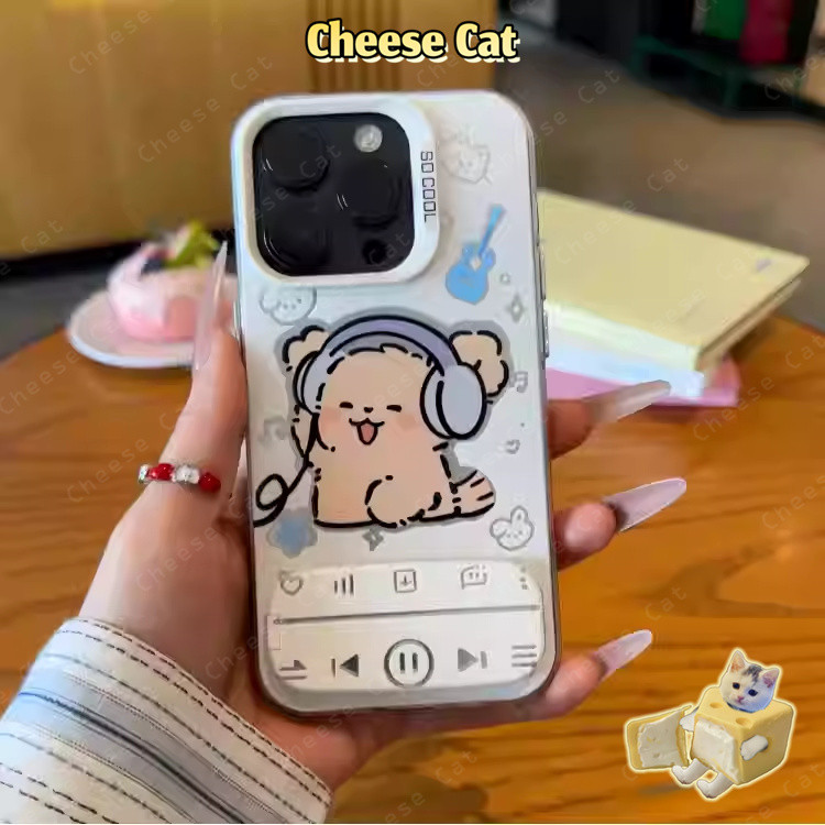 Dòng Nhạc Cún Con Cặp Đôi Dành Cho iPhone 13 14 15 12 11 16 17 Pro Max 16E Xs Max XR 7Plus Có Gương Giá Đỡ Điện Thoại