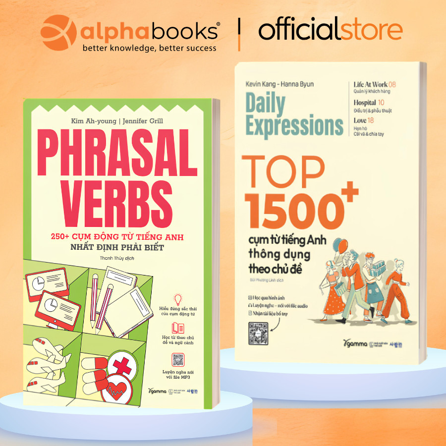 Sách - Lẻ/Combo: PHRASAL VERBS: 250+ cụm động từ + DAILY EXPRESSION: Top 1500+ Cụm Từ (Gamma)