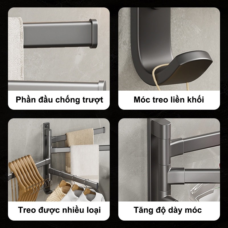 𝐎𝐥𝐢𝐟𝐞 Tiện Giá Đỡ Treo Khăn Xoay 180° Giá Treo Khăn Gắn Tường Tháo Lắp Móc Treo Đa Năng Dùng Phòng Tắm Phòng Bếp
