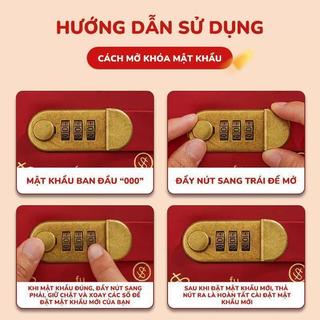 Sổ Tiết Kiệm Có Khóa Mật Khẩu Da PU - Sổ Quản Lý Chi Tiêu 100 Ngăn Chống Nước, Đựng Xu Hóa Đơn