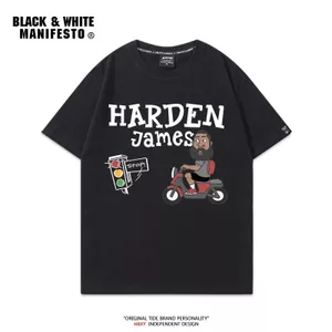 Áo thun ngắn tay phong cách đường phố Mỹ với hình James Harden cưỡi lừa điện từ phim hoạt hình