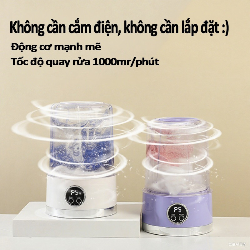 Máy Giặt Mini, Máy Giặt Đồ Lót Chuyên Dụng - Giặt Tất Vớ & Đồ Nhỏ, Thiết Kế Gọn Nhẹ Dễ Mang Theo