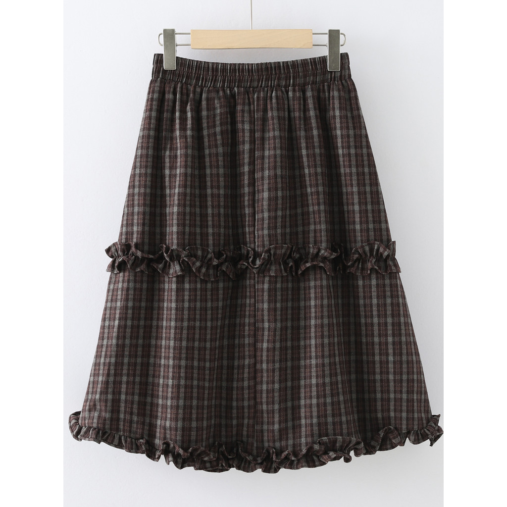Áo sơ mi nữ 100% cotton và váy chữ A cổ điển, viền kẻ sọc, cạp cao