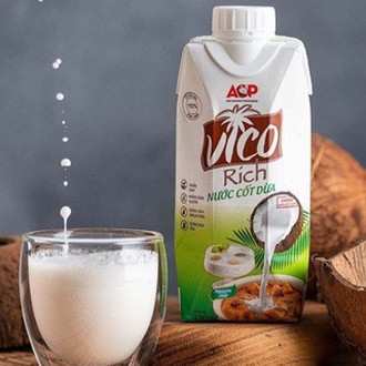 [Giá Sỉ] Nước Cốt Dừa Nguyên Chất Vico Rich 330Ml, Hương Vị Thơm Ngon Đậm Đà Béo Ngậy