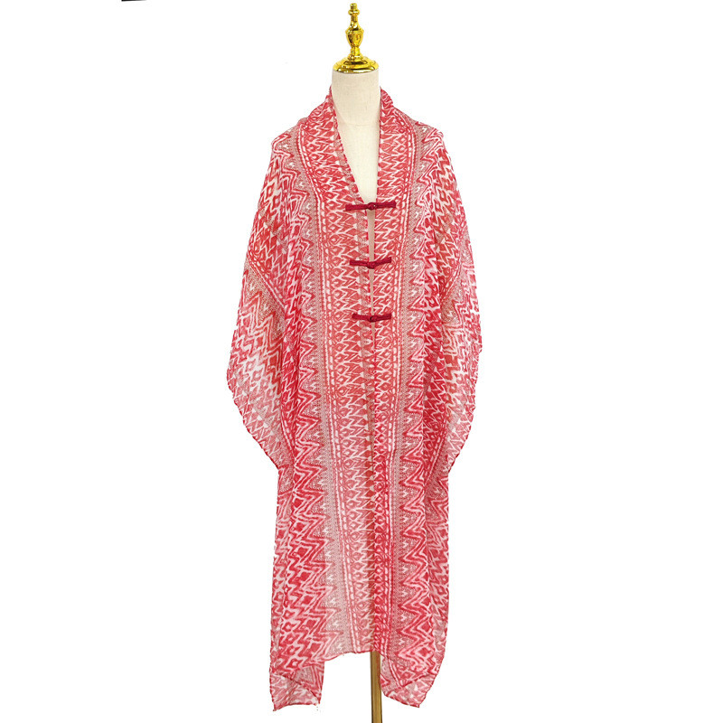 Khăn Choàng Lụa Jacquard Mỏng Phong Cách Dân Tộc, Chống Nắng Thời Trang Mùa Hè DUDT