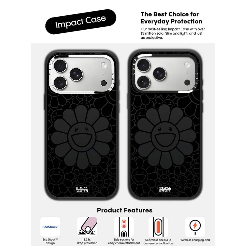 CASECASE X Hoa Đen Ốp Lưng Máy Ảnh Trắng Vòng Phiên Bản Mờ Đen Cứng Hút Từ Tính Tác Động Dành Cho Apple IPhone 13 14 15 16 17 Pro Max Air Plus Có Hộp