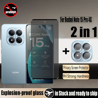 Redmi Note 15 Pro 4G Bảo vệ màn hình riêng tư 2 trong 1 Kính cường lực chống nhìn trộm cho Xiaomi Redmi Note 15 Pro + 14 13 Pro Plus 5G & Phim máy ảnh ống kính