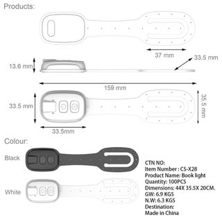 Đèn sách kẹp OUSXA, Đèn đọc sách LED siêu mỏng có thể sạc lại, Chăm sóc mắt với độ sáng có thể điều chỉnh độ sáng Đèn sách Mini 2 trong 1 Du lịch