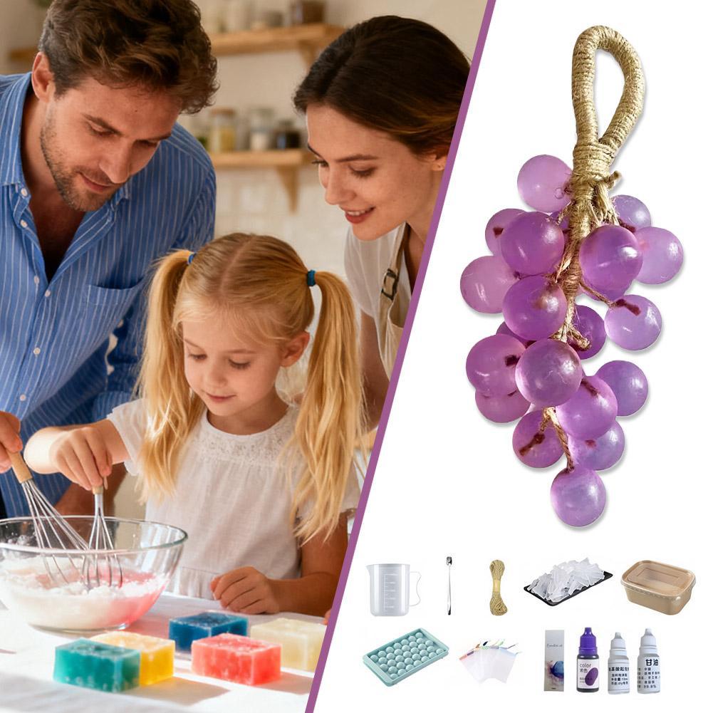 Bộ dụng cụ làm xà phòng nho tự làm, tất cả trong một với dầu tự nhiên & khuôn silicon, Bộ thủ công cho Y6r5