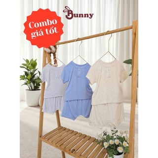 Bộ cộc cổ trụ bé trai cao cấp Bunnybaby chất tăm Hàn mềm mịn size 3-24 tháng