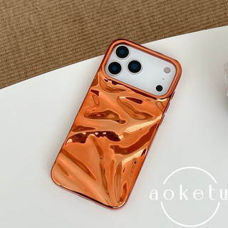 Gợn nước nhăn màu cam mạ điện thích hợp cho vỏ điện thoại Apple 17promax 17air iPhone mới 16promax / 15 / 14 / 13 / 12 / 11 silicone bao gồm tất cả vỏ mềm chống rơi