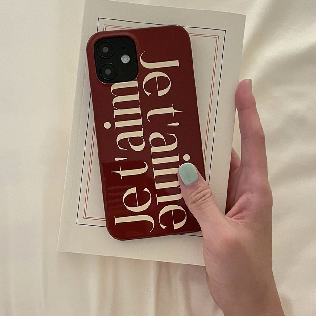 Cảm giác viền pháp tiếng anh áp dụng cho iPhone17 apple 16pro điện thoại vỏ 14 xsmax rượu vang đỏ 15 mềm vỏ 13/12