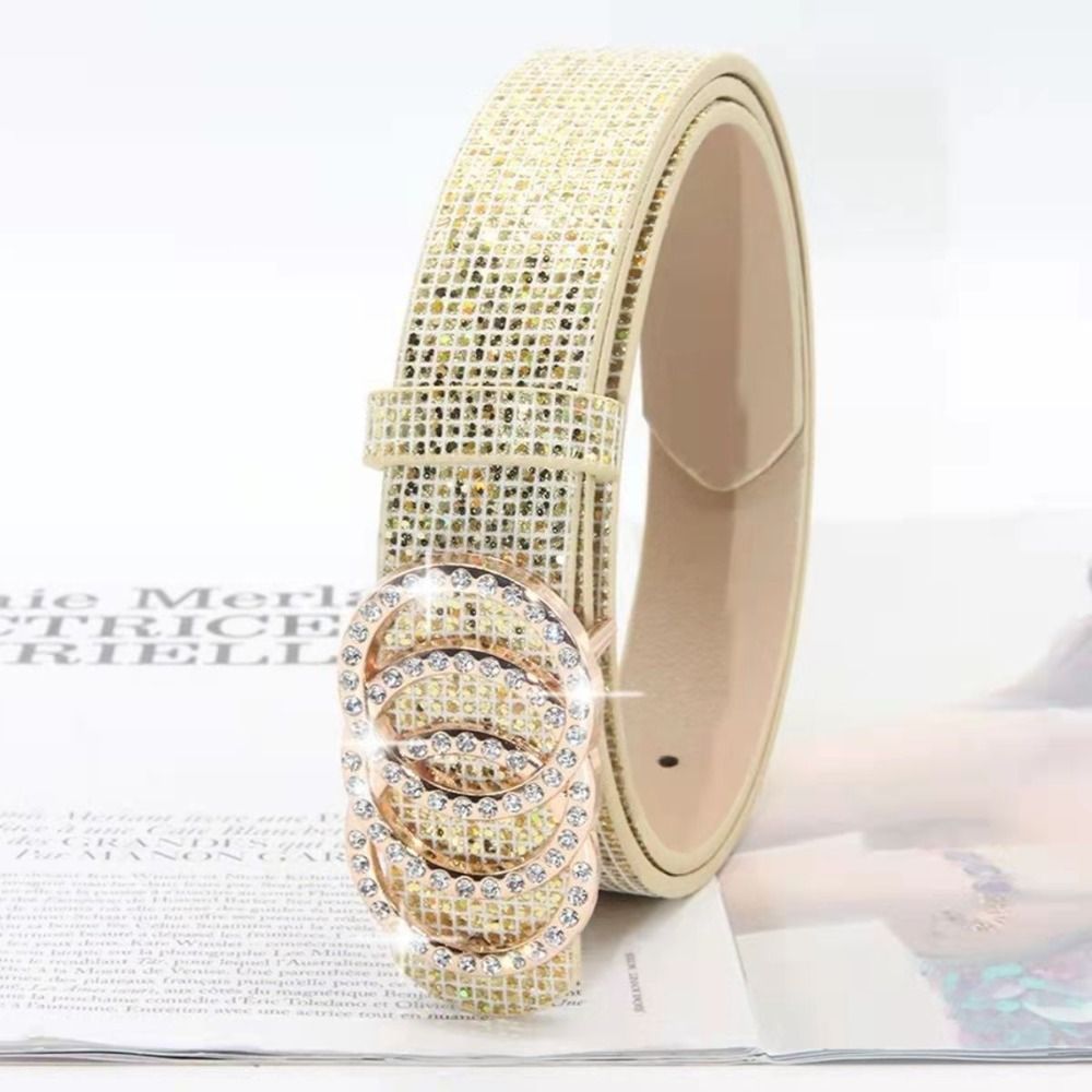 Thắt lưng kim cương giả lấp lánh TRACELIOIAN, Thắt lưng da PU lấp lánh Bling Bling, Thiết kế thương hiệu sang trọng thời trang Dây đeo thắt lưng đa năng dành cho nữ