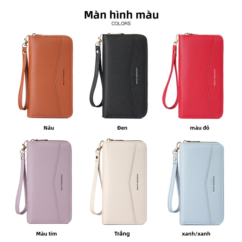 Ví Mới Nữ Dài Châu Âu Mỹ Retro Dây Kéo Đơn Ly Hợp Dung Tích Lớn Thay Đổi Túi Điện Thoại Di Động Thiết Thực Dây Đeo Tay
