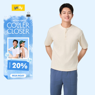 [BST THE NEW T-MATE] Áo thun phông nam YODY phom rộng thoải mái có nút cổ MCTS25S080