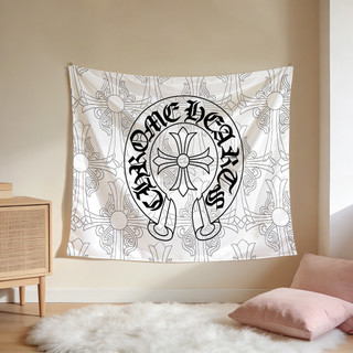 Tấm thảm polyester in một mặt Chrome Hearts, tấm thảm trang trí nhà treo tường (có kẹp)