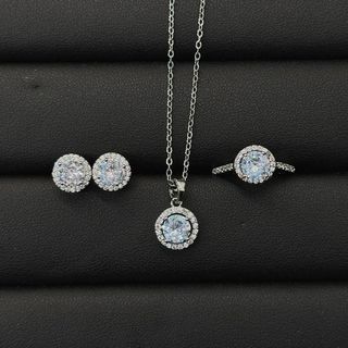 Sét dây chuyền bông tai và nhẫn chất liệu titan bền màu, sét đi tiệc cho nữ sang chảnh